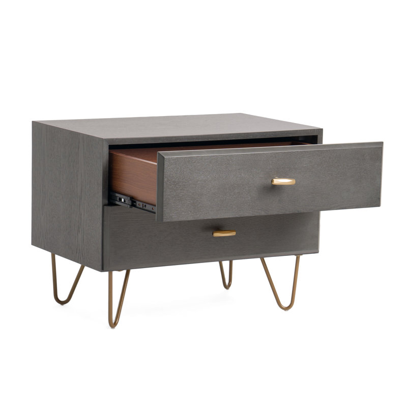Schock 2 Drawer Nightstand, Grey Wash