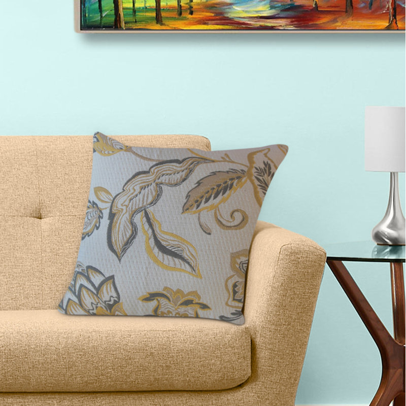 Coussin Landers, 22 po x 22 po, Coussin décoratif, Jaune / Gris