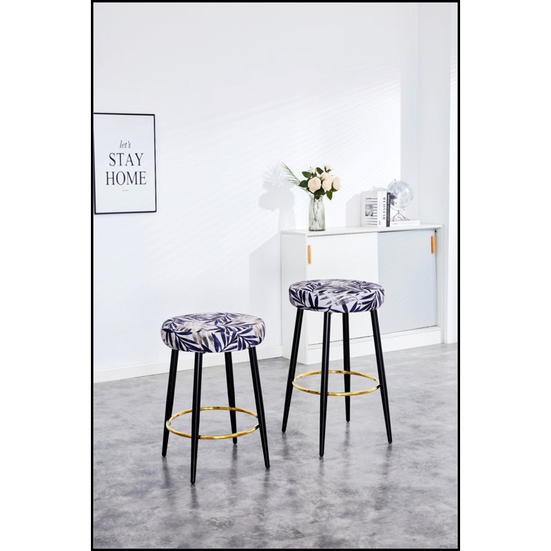 Counter Height Bar Stools Set Of 2, Black/Silver
