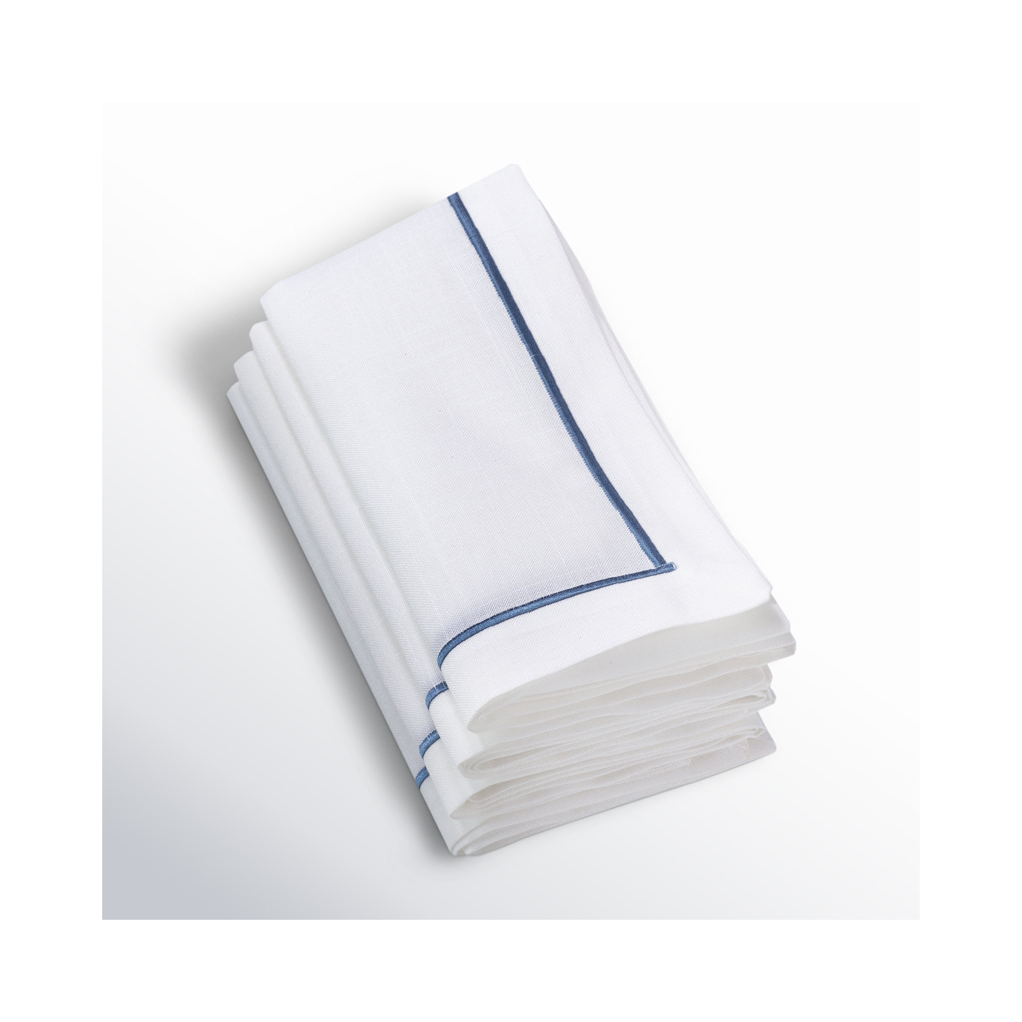 Odelle Embroidered Line Design Dinner 4 Piece Napkin Set, Sapphire