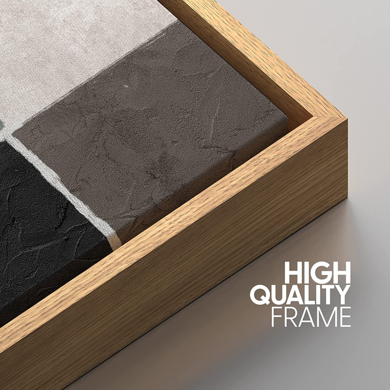 Minimal Landscape Mid-Century Dark Grey Black Grock Color Blocks - Floater Frame Print, H 36 po x l 24 po x P 1,5 po