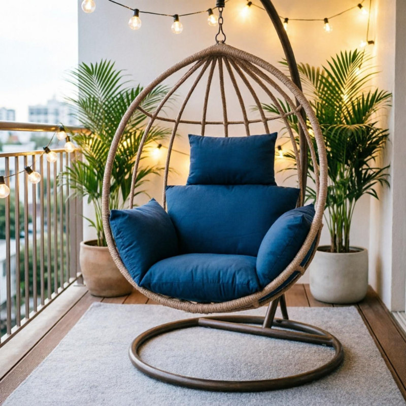 Coussin de chaise Egg, 39,37 x 45,28 x 4,72 po, Marine