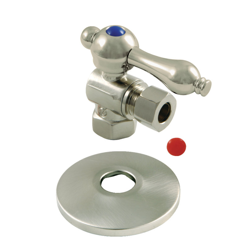 Comp Quarter-Turn Angle Stop Valve, Brushed Nickel