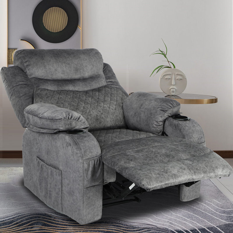 Fauteuil inclinable manuel standard de 36,43 po, Velours gris
