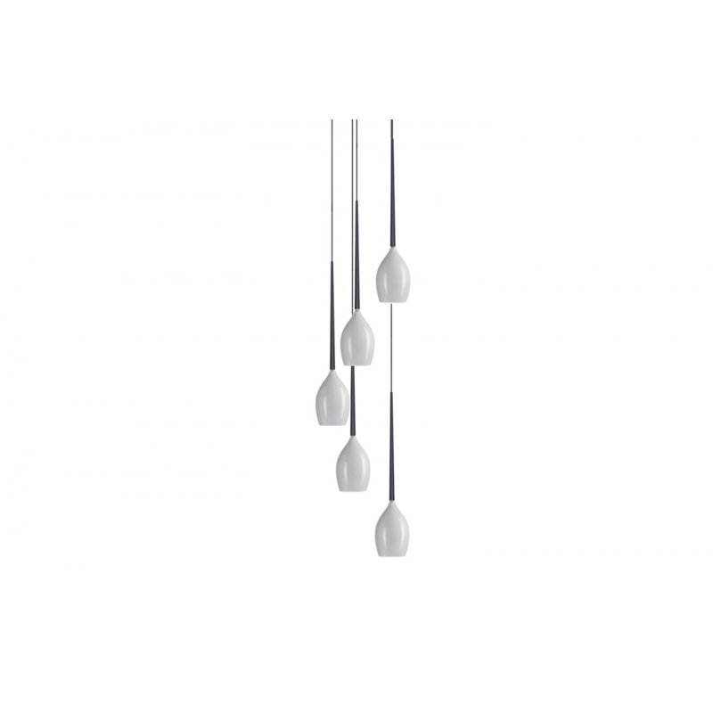 Izza 5 - Light Black Cluster Pendant, Shiny White