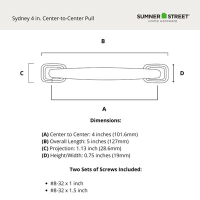 Sydney 4" Center to Center Bar Pull
