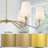 47”w Classic Chandelier With White Linen Shades-1168848332