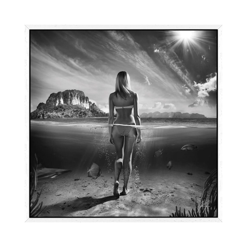 Bikini Girl I by Kathrin Federer - Print on Canvas, 93.98 cm H x 93.98 cm W, White Framed