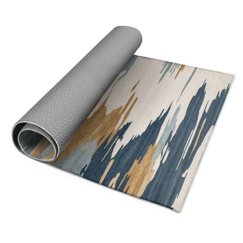 Watercolor Beige Indoor and Outdoor Area Rug, Rectangle 3' x 5'