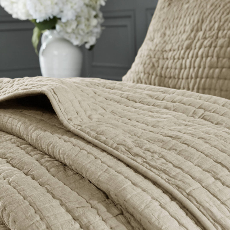 Ensemble de courtepointe en coton matelassé à la main 3 pièces Madison Park Signature, Beige
