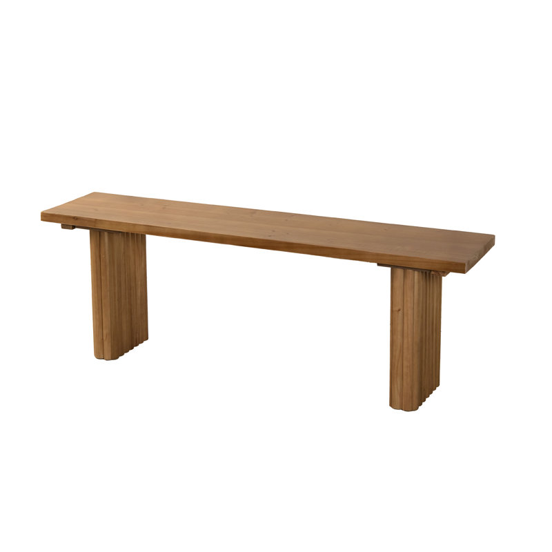  Banc en bois massif Gennari avec pieds cannelés plats (trois tailles disponibles), H 17,70 po x l 51,10 po x P 11,80 po
