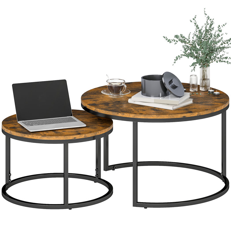 2 Piece Coffee Table Set, Rustic Brown