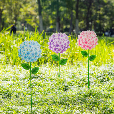24''H Metal Hydrangea Garden Stake