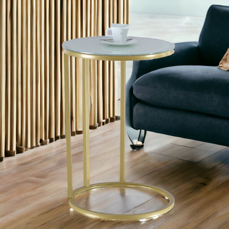 Heston C Table, Gold, White