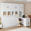 Lit escamotable mural simple avec placard, tiroirs et bureau - blanc-1207441543