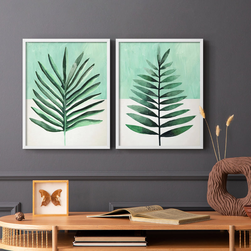 Impression encadrée Verging Palm I-Premium - prête à être accrochée - aucun clou requis - aucun clou requis, Blanc