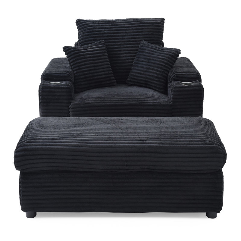 Fauteuil d'appoint surdimensionné avec fauteuil noir Avaeah