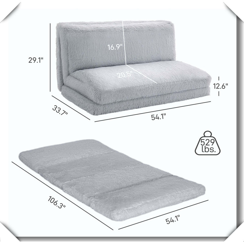 Canapé-lit Bean Bag, Gris clair