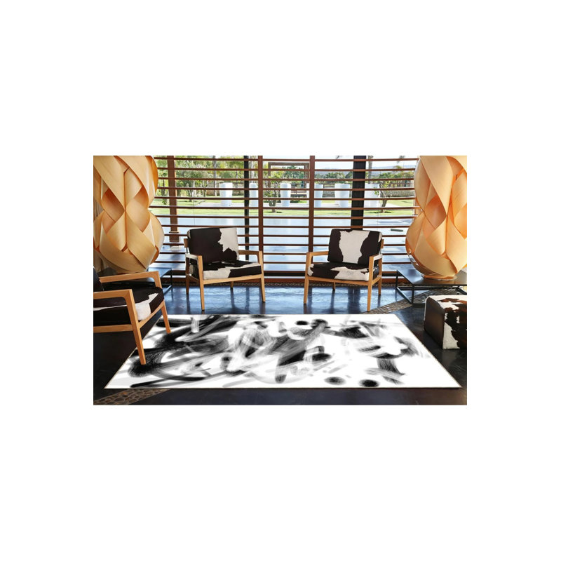 Tapis décoratif moderne avec motif abstrait et tapis lavable, Rectangle 2 pi 4 po x 4 pi