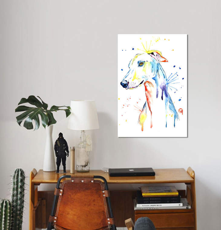 «Greyhound» par Lisa Whitehouse, impression sur toile, H 18 po x l 12 po x P 1,5 po, Pas de tapis, Toile tendue