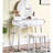 Pink Wood Makeup Vanity And Stool - Modern Style With Metal Drawer Pull Cushion Dressing Seat Contemporary Design Solid Frame-14282496