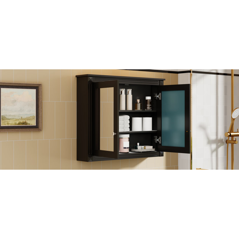 Armoire à pharmacie murale 36 po x 28 po pour salle de bain, armoire à miroir avec 2 tablettes réglables, solution de rangement moderne | Idée de cadeau