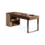 Bureau rectangulaire à 2 tiroirs brun noyer + kaki + argent manufacturé + acier inoxydable-356443469-356443468