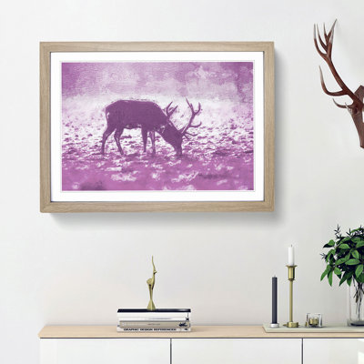 A Grazing Stag - Framed Print