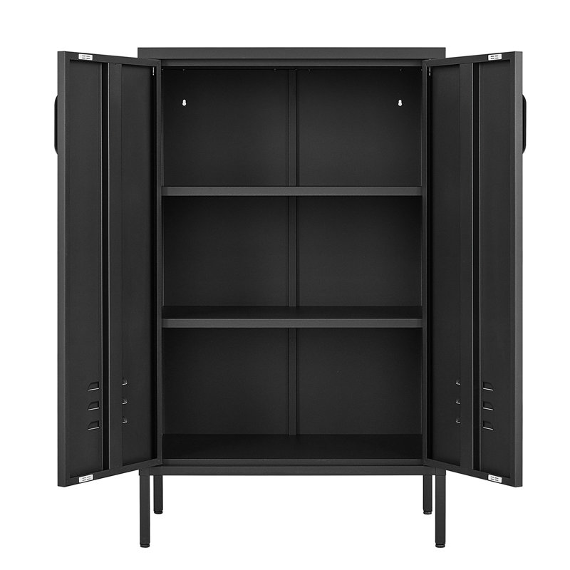 Armoires de rangement en acier avec 2 portes, Noir