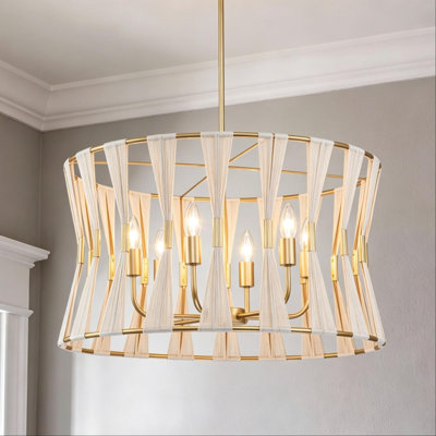 Renessa 6-Light Hand-Wrapped Rope Drum Chandelier