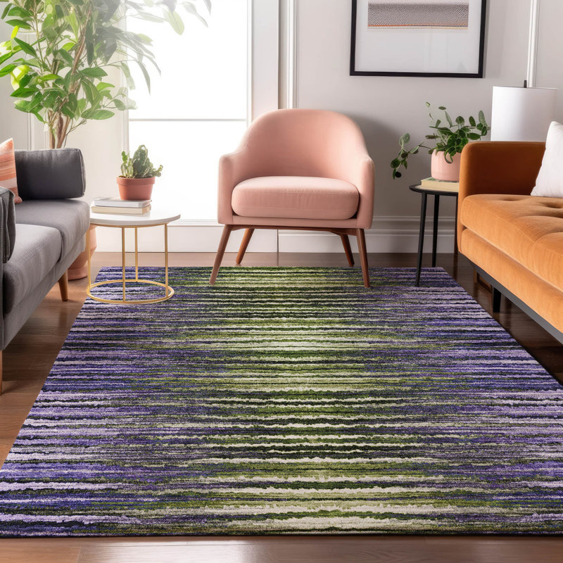 Premium Machine Washable Cerrito AMF604 Purple Runner Rug, Rectangle 10' x 14'