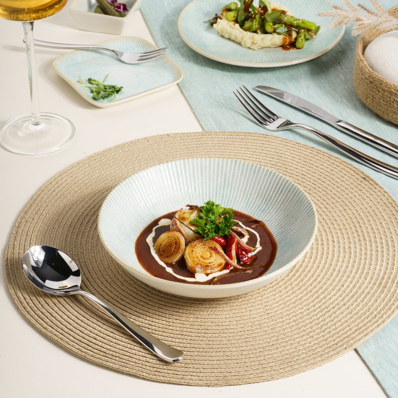 Assiette creuse ronde en porcelaine Paros-Aqua