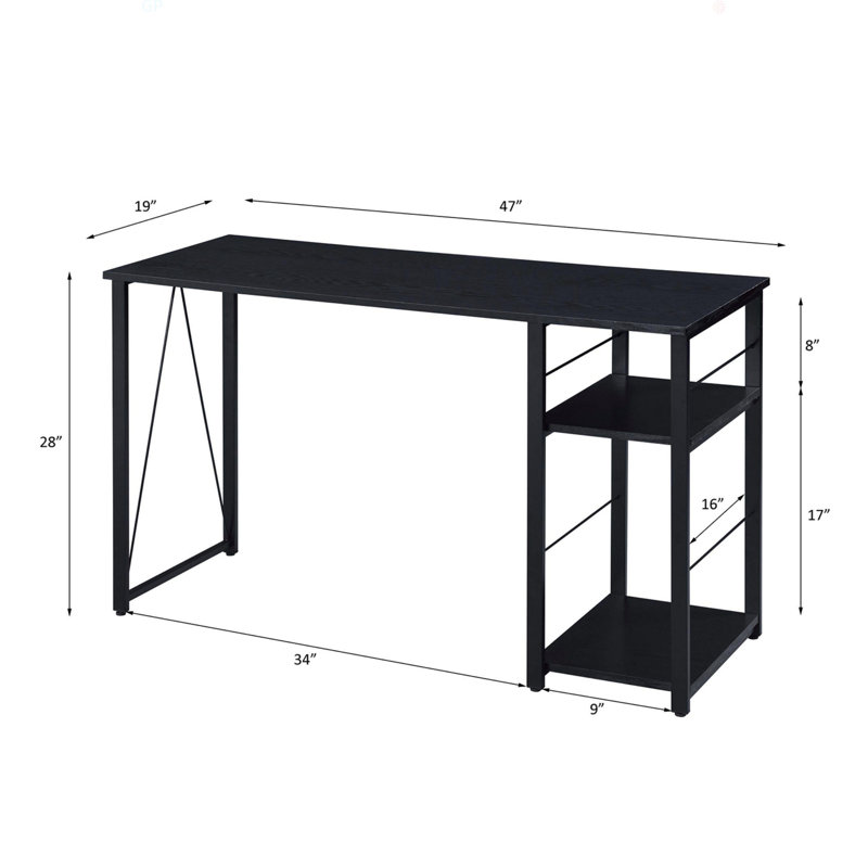 Rectangular Writing Desk With 2 Tier Shelf