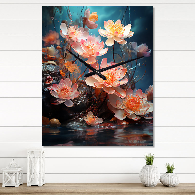Irva - Horloge murale florale, H 40 po x l 30 po x P 1 po