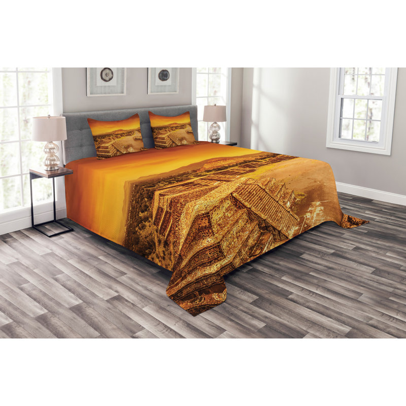 Orange/Brown 100% Microfibre Bedspread, 220 x 264 cm