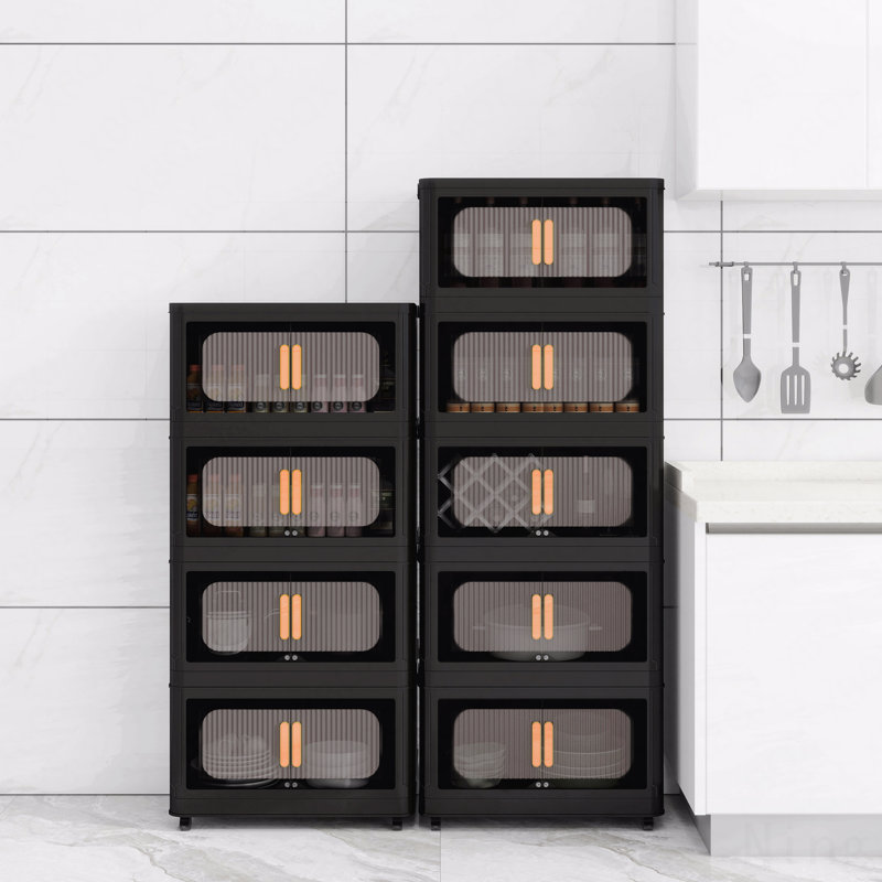 Armoire de rangement 24 po en plastique pliable avec bacs - Porte magnétique pliable avec roues