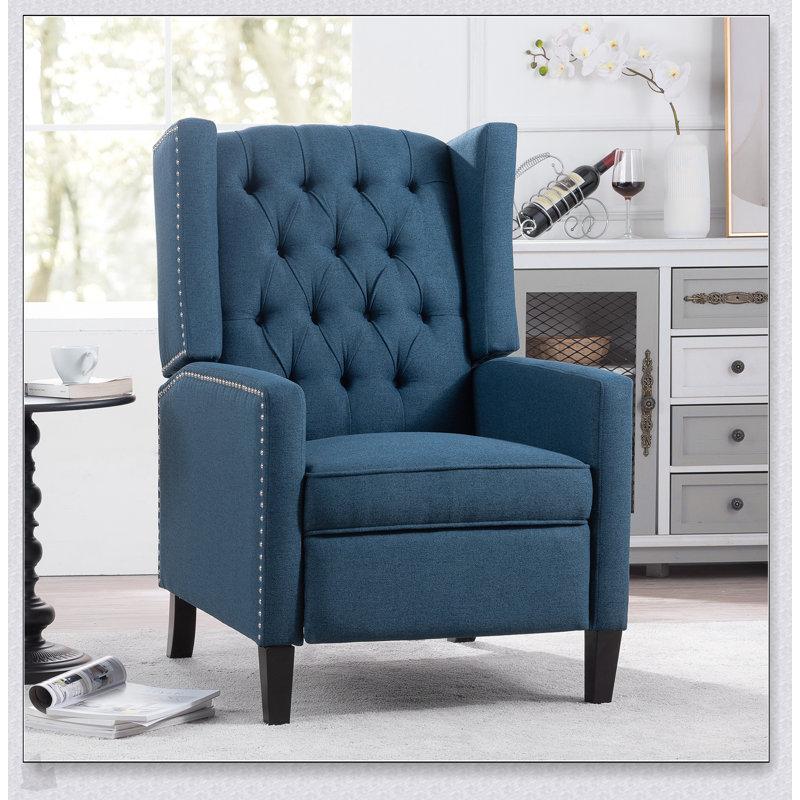 Wide Manual Wing Chair Recliner With High-Density Sponge And Durable Fabric, Perfect For Comfort And Style