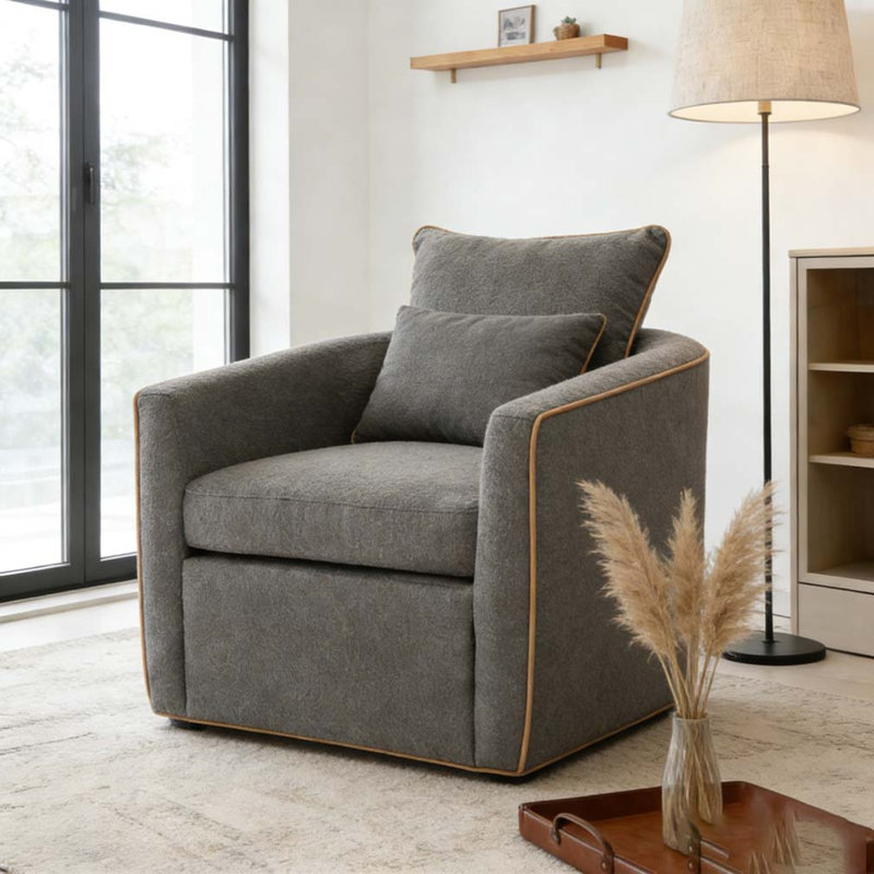 Fauteuil pivotant rembourré Fauteuil club, Gris clair