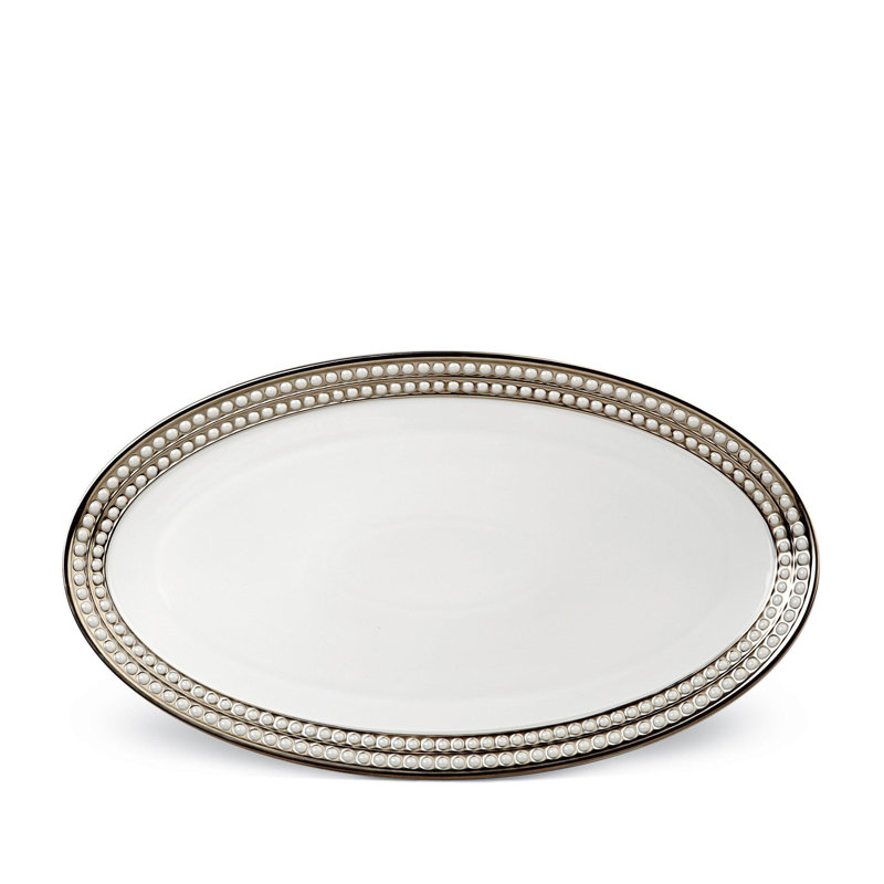 Perlee Platinum Oval Platter, 1" H x 21" L x 12" W
