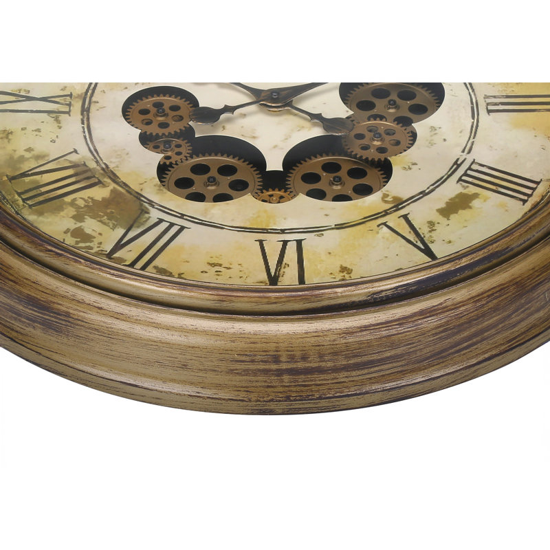 Horloge murale Viny, mécanisme de déplacement, brun antique de 23 pouces, Brun antique / bronze / blanc crème