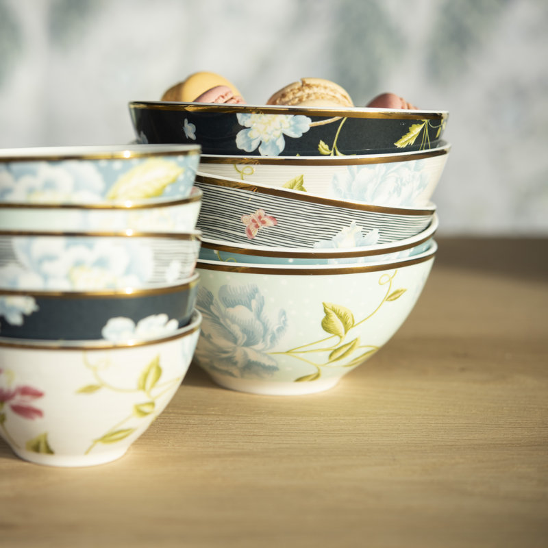 Heritage Blue and White Ceramic Cereal Bowls Set of 4