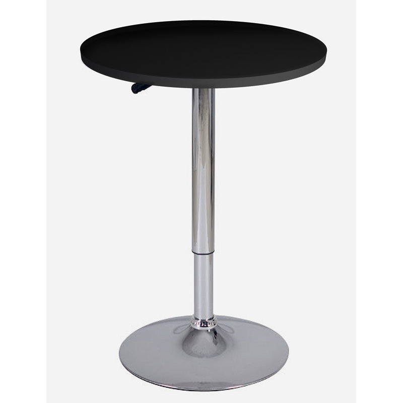 Aminia Height Adjustable (34"-42") Pedestal Pub Table, Black