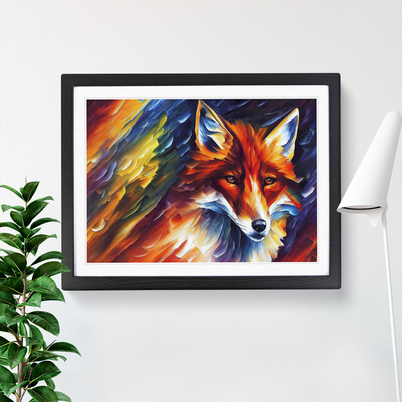 Fox Vol.5 Abstract - Single Picture Frame Painting, Black, 25cm H x 34cm W x 2cm D