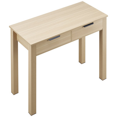 Petit bureau avec tiroirs, bureau pour enfants pour la chambre à coucher, table d'étude simple et moderne pour le dessin, la lecture, l'écriture, table de rangement rectangulaire en MDF pour la maison, le bureau, le bois clair