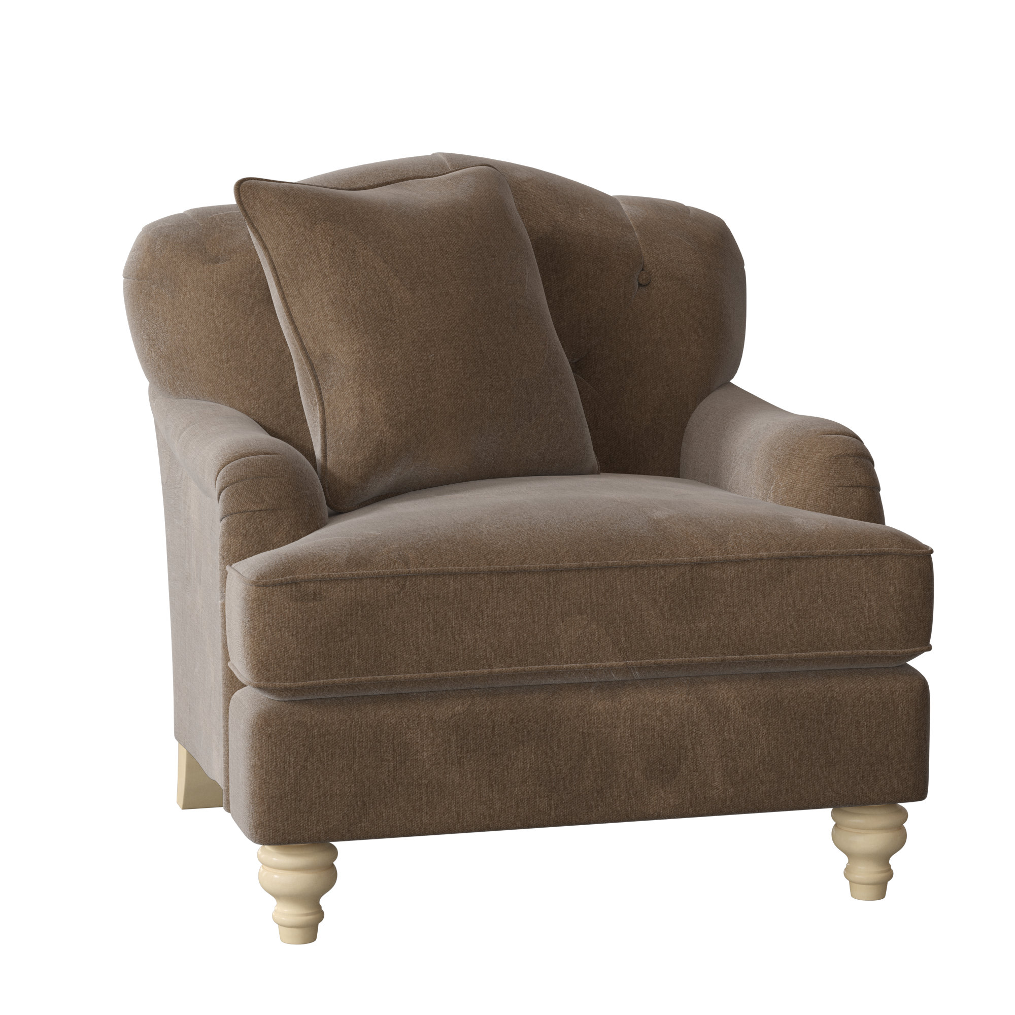 Sullivan Upholstered Down Filled Armchair, Handsome 10 Beige Performance Twill, No, Pecan