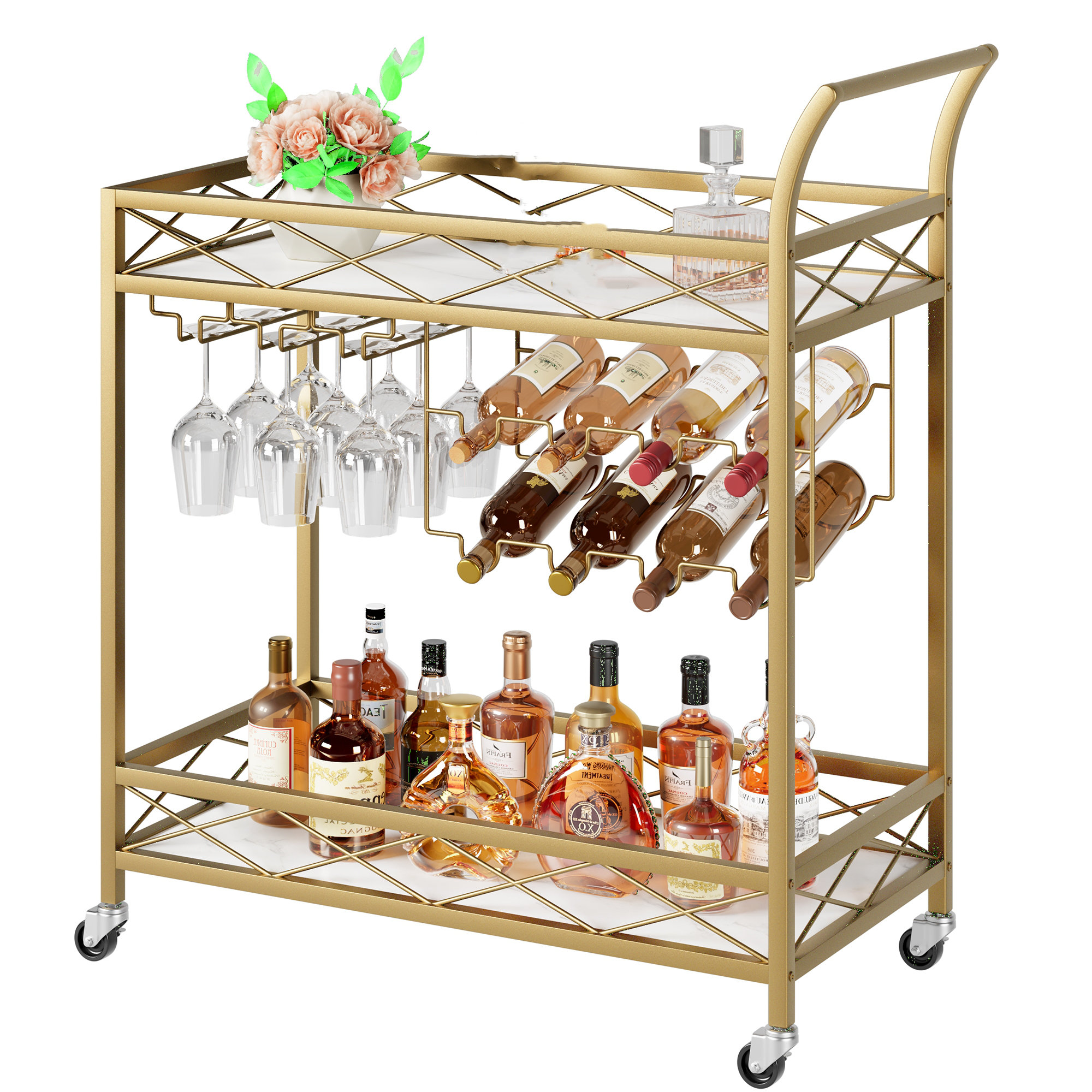 Mercer41 Aracelli Metal Bar Cart | Wayfair