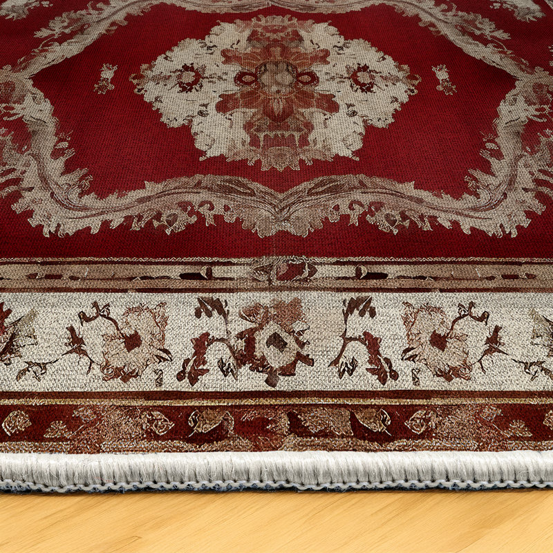 Kaia Collection Digital Print Cotton-Polyester Burgundy Oriental Rug, Runner 2'8" x 10'6"