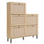 Étagère de rangement pour chaussures à 5 portes, armoire de vestibule moderne autoportante, - Poignée noire confortable, pieds en métal avec glissade, patins réglables, boucle de panneau arrière, système de déversement amélioré