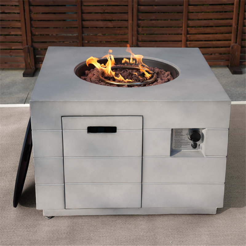 Michaeline Rectangle Stone Propane Smokeless Fire Pit