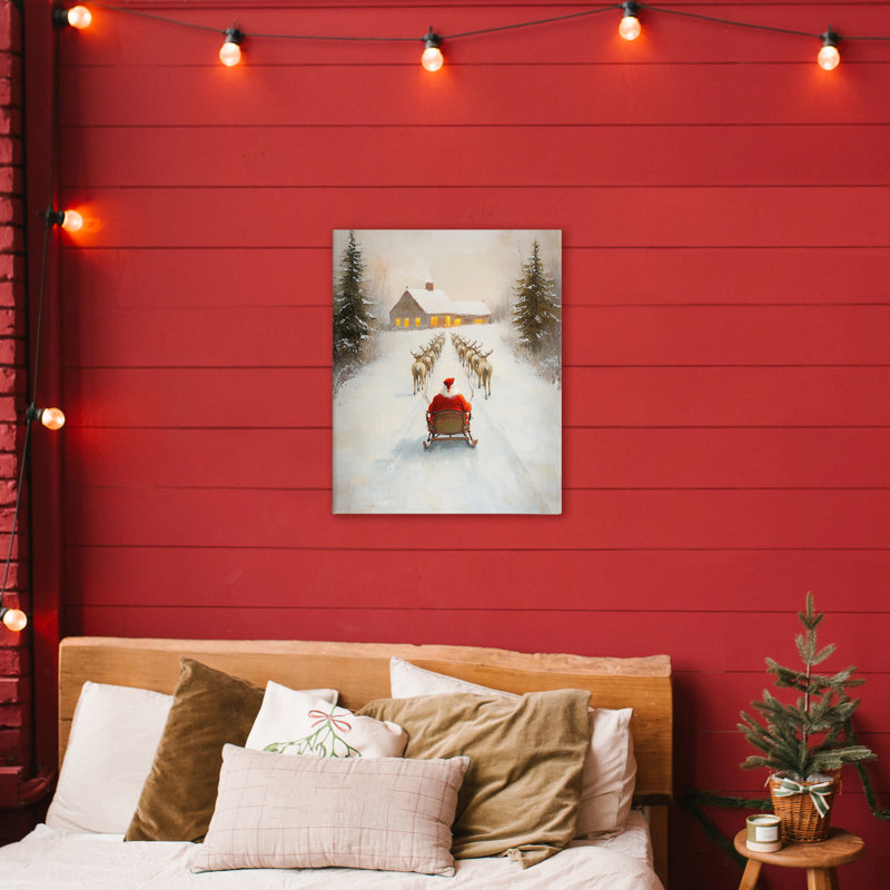 Père Noël visite en traîneau, conception par Arlington Prints, H 30 po x l 24 po
